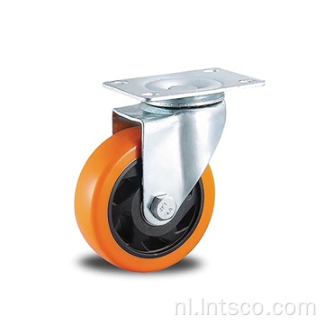 5 &quot;Black PP Core Orange PVC Swivel Casters